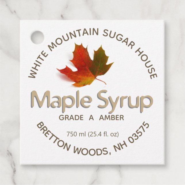 Traditional Maple Syrup Colourful Leaf Tag (Front)