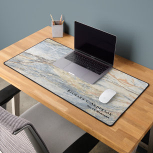 Traditional Marble Look with Name & Title Desk Mat