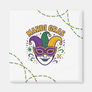 Traditional Mari Gras colored mask Magnet