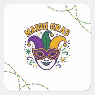 Traditional Mari Gras colored mask Square Sticker