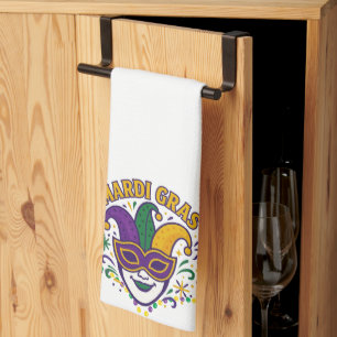 Traditional Mari Gras colored mask Tea Towel
