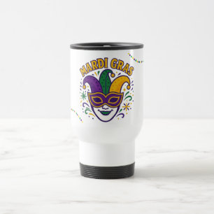 Traditional Mari Gras colored mask Travel Mug