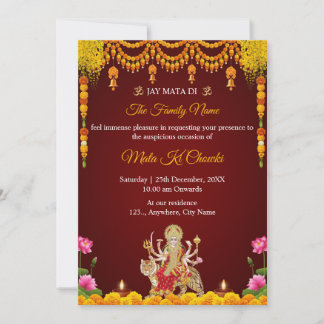 Traditional Mata Ki Chowki Invitation Card