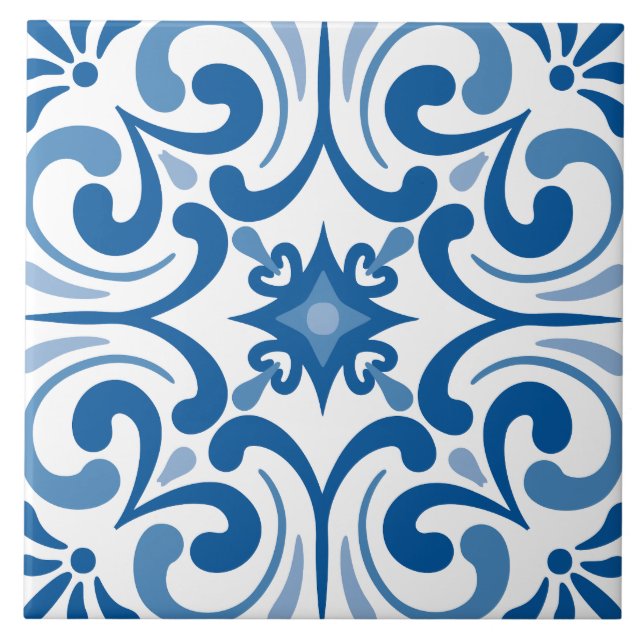 Traditional Mediterranean Portuguese Azulejo Tile (Front)