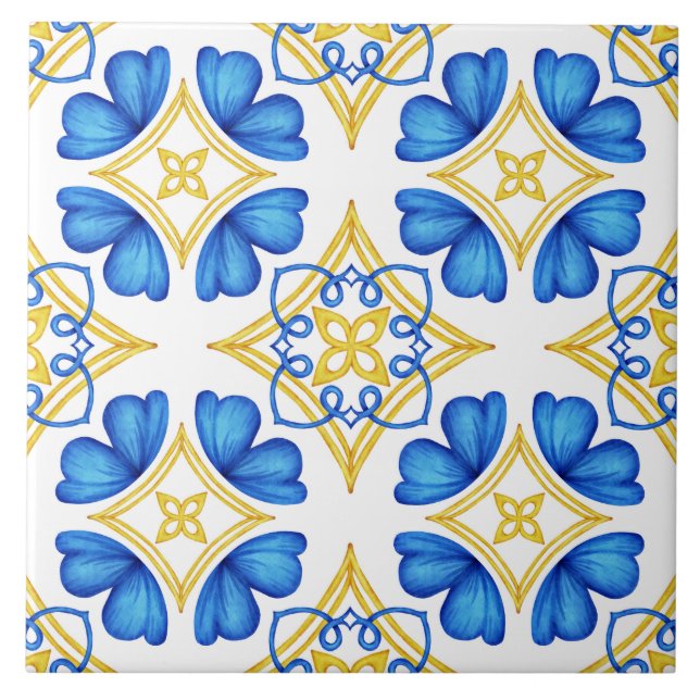 Traditional Mediterranean Portuguese Azulejo Tile (Front)