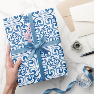 Traditional Mediterranean Portuguese Azulejo Wrapping Paper