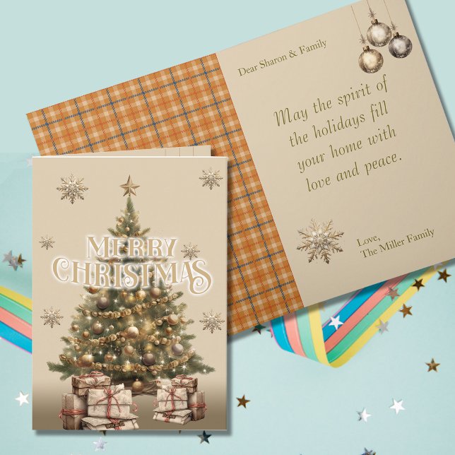 Traditional Merry Christmas Antique Warm Gold Card (Creator Uploaded)