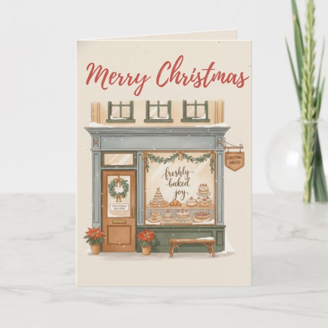 Traditional Merry Christmas Bakery Card Freshly (Front)
