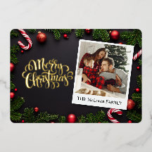 Traditional Merry Christmas, Family Name & Photo