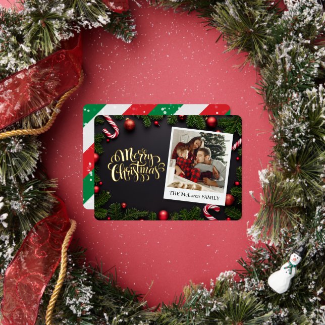 Traditional Merry Christmas, Family Name & Photo (Insitu)