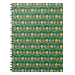 Traditional Merry Christmas green ball ornaments Notebook