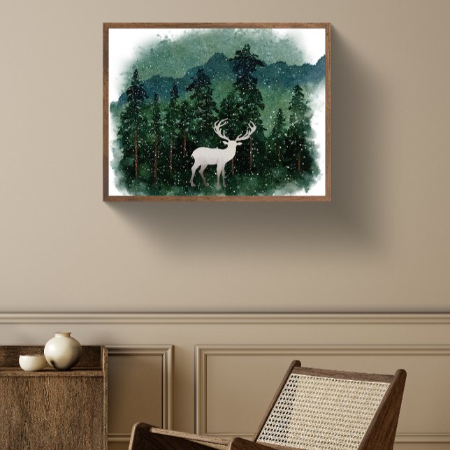 Traditional Merry Christmas Reindeer in The Forest Poster (Creator Uploaded)