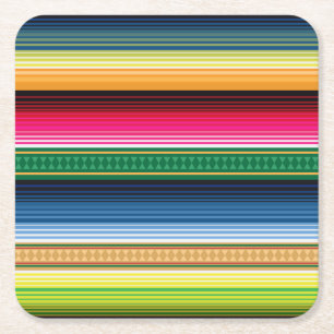 Traditional Mexican Blanket Serape Square Paper Coaster