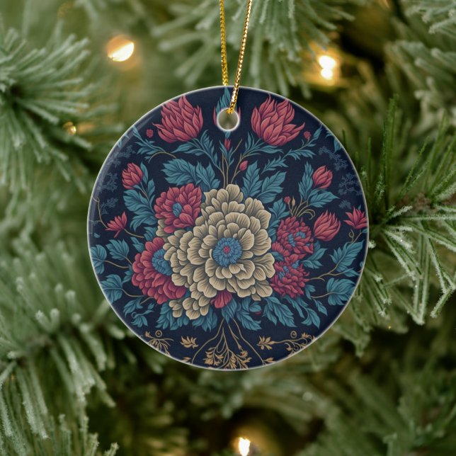 Traditional Mexican Embroidery Pattern Ceramic Tree Decoration (Tree)