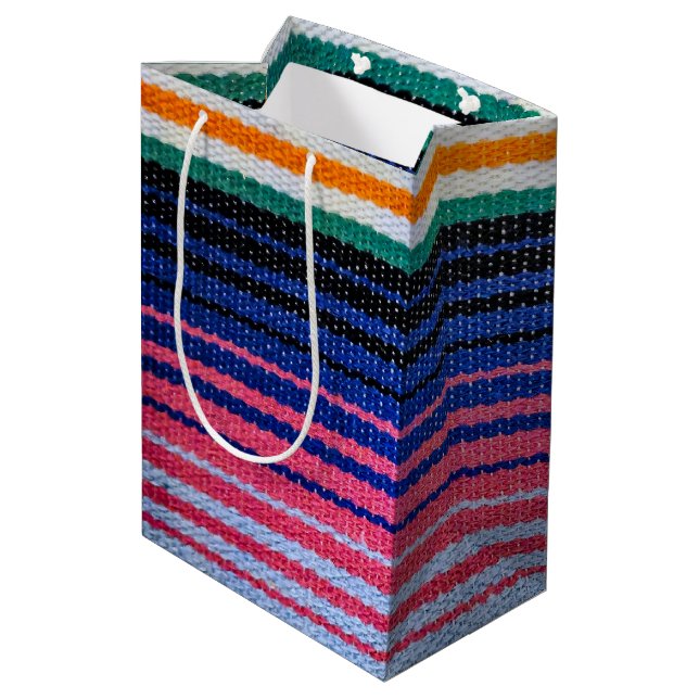 Traditional Mexican Fiesta Stripes Medium Gift Bag (Back Angled)