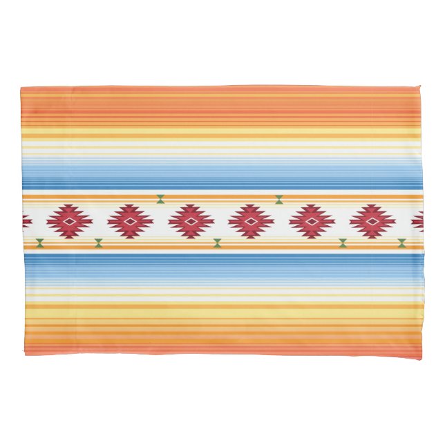 Traditional Mexican Serape Blanket Pattern Pillowcase (Front-Left)