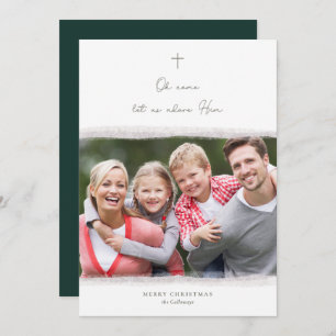 Traditional Minimalist Religious Photo Christmas Holiday Card