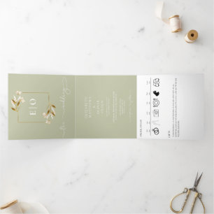 Traditional Modern Classic Earthy Wedding Tri-Fold Invitation