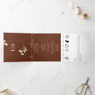 Traditional Modern Classic Terracotta Wedding Tri-Fold Invitation