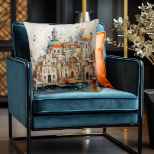 Traditional Modern Italian Abstract Architecture Cushion