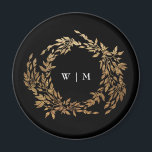 Traditional Monogram Black Crest Classic Wedding Magnet<br><div class="desc">onyx tuxedo black traditional Monogram Crest Classic Elegant Wedding _____________________________ ***this design is part of a collection*** Experience the charm of timeless elegance with my formal Traditional Monogram Wreath Classic and Elegant Wedding Collection. This collection features personalised monogrammed designs with an intricately woven wreath and frame, encapsulating the essence of...</div>