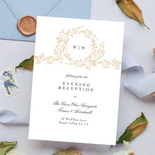 traditional Monogram Blush Crest Elegant Wedding Enclosure Card