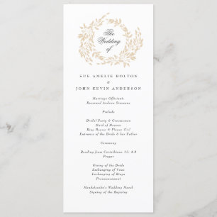 traditional Monogram Crest Classic Elegant Wedding Programme