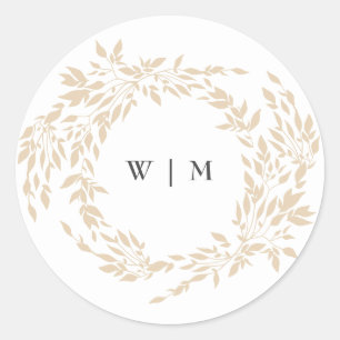 traditional Monogram Crest Classic Elegant Wedding Round Sticker