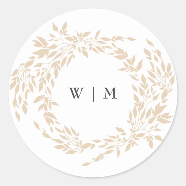 traditional Monogram Crest Classic Elegant Wedding Round Sticker (Front)