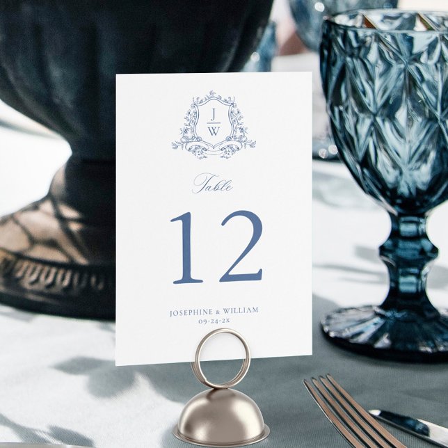 Traditional Monogram Crest Elegant Wedding Table Number (Creator Uploaded)