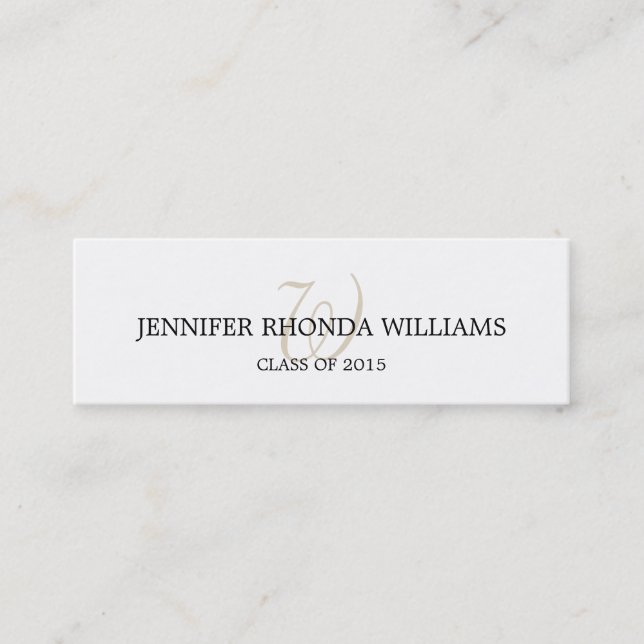 Traditional monogram student graduation name card (Front)