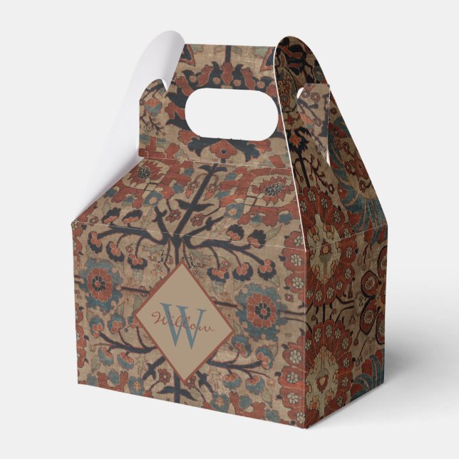 Traditional Monogrammed Oriental Persian Pattern Favour Box (Front Side)