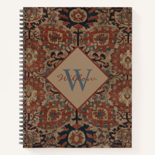 Traditional Monogrammed Oriental Persian Pattern Notebook