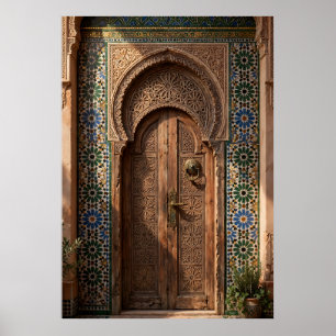 Traditional Moroccan door poster and mosaic