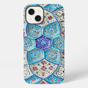 Traditional Moroccan turquoise Blue, white, salmon iPhone 13 Case
