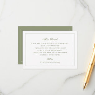 Traditional Moss Green Wedding Website Enclosure Card