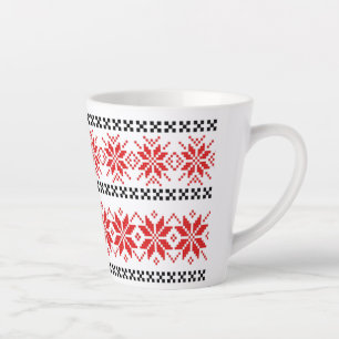 Traditional Motif, Romanian Traditional Motif Latte Mug
