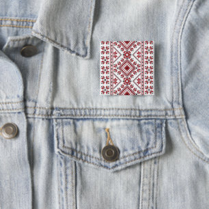 Traditional Motif, Romanian Traditional Motif T-S 15 Cm Square Badge