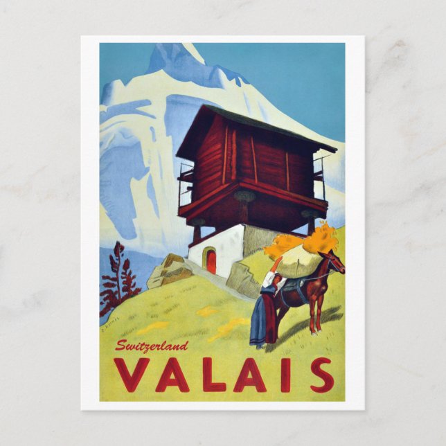 Traditional mountain house in Valais, Switzerland Postcard (Front)