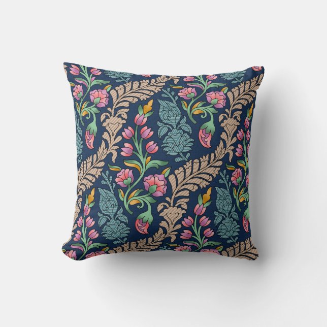 Traditional Mughal Allover Designart,pattern,flora Cushion (Front)