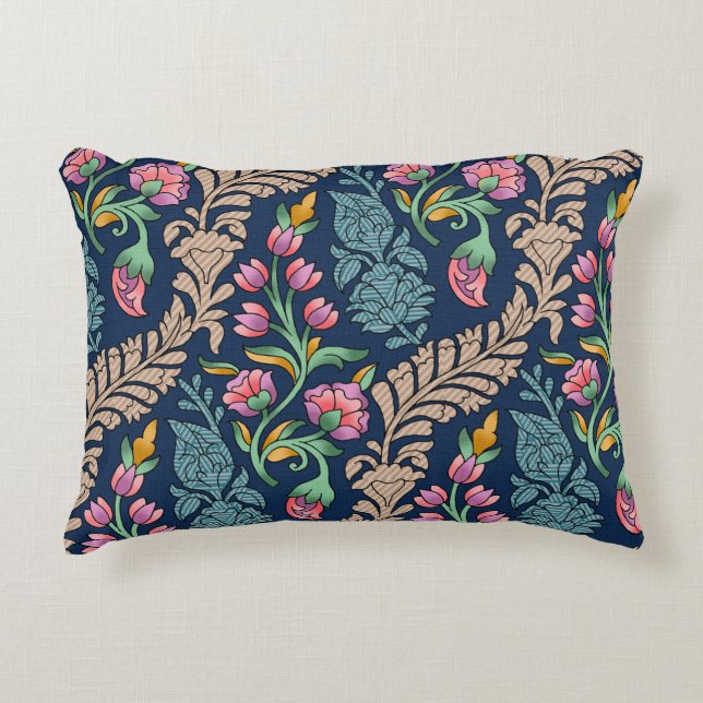 Traditional Mughal Allover Designart,pattern,flora Decorative Cushion (Front)