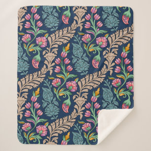Traditional Mughal Allover Designart,pattern,flora Sherpa Blanket