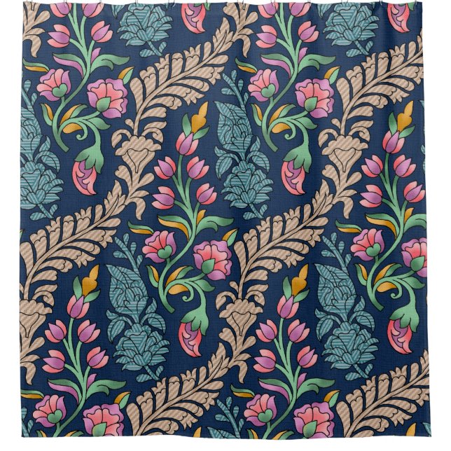 Traditional Mughal Allover Designart,pattern,flora Shower Curtain (Front)