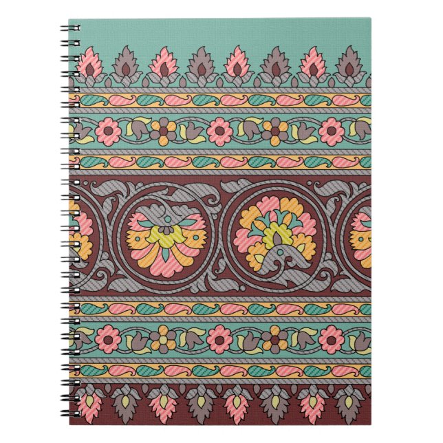 Traditional Mughal Border art,pattern,flower,geome Notebook (Front)