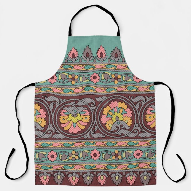 Traditional Mughal Border Designart,pattern,geomet Apron (Front)
