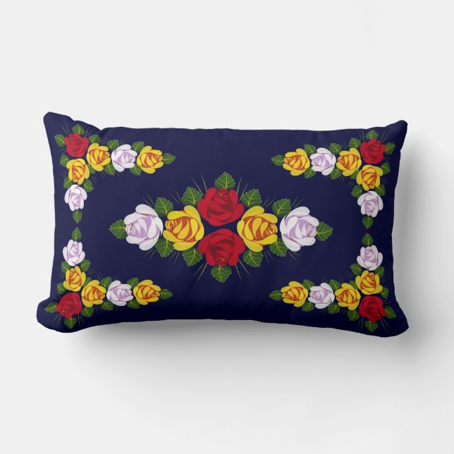 Traditional narrowboat art lumbar cushion (Front)