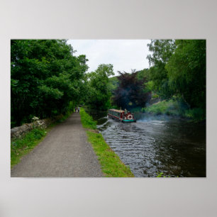 Traditional Narrowboat on the Rochdale Canal Poster