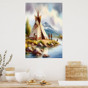 Traditional Native Indian culture with our Teepee  Poster
