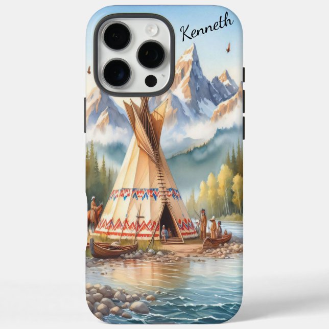 Traditional Native Indian Teepee Nature Scene Digi Case-Mate iPhone Case (Back)