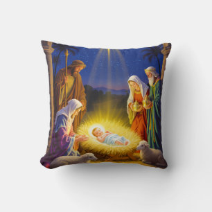 Traditional Nativity Holy Family Cushion